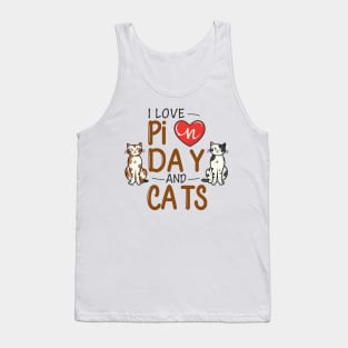 I Love Pi Day And Cats, Cats And Maths Lover Tank Top